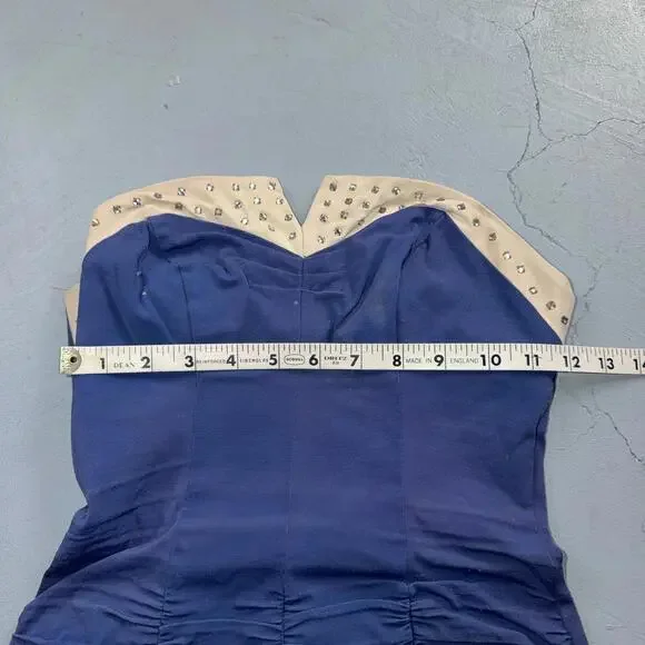 Alix Of Miami Rhinestone 1950s VTG Bathing Suit Swimsuit Hollywood Swim Wear Blu - Picture 9 of 16